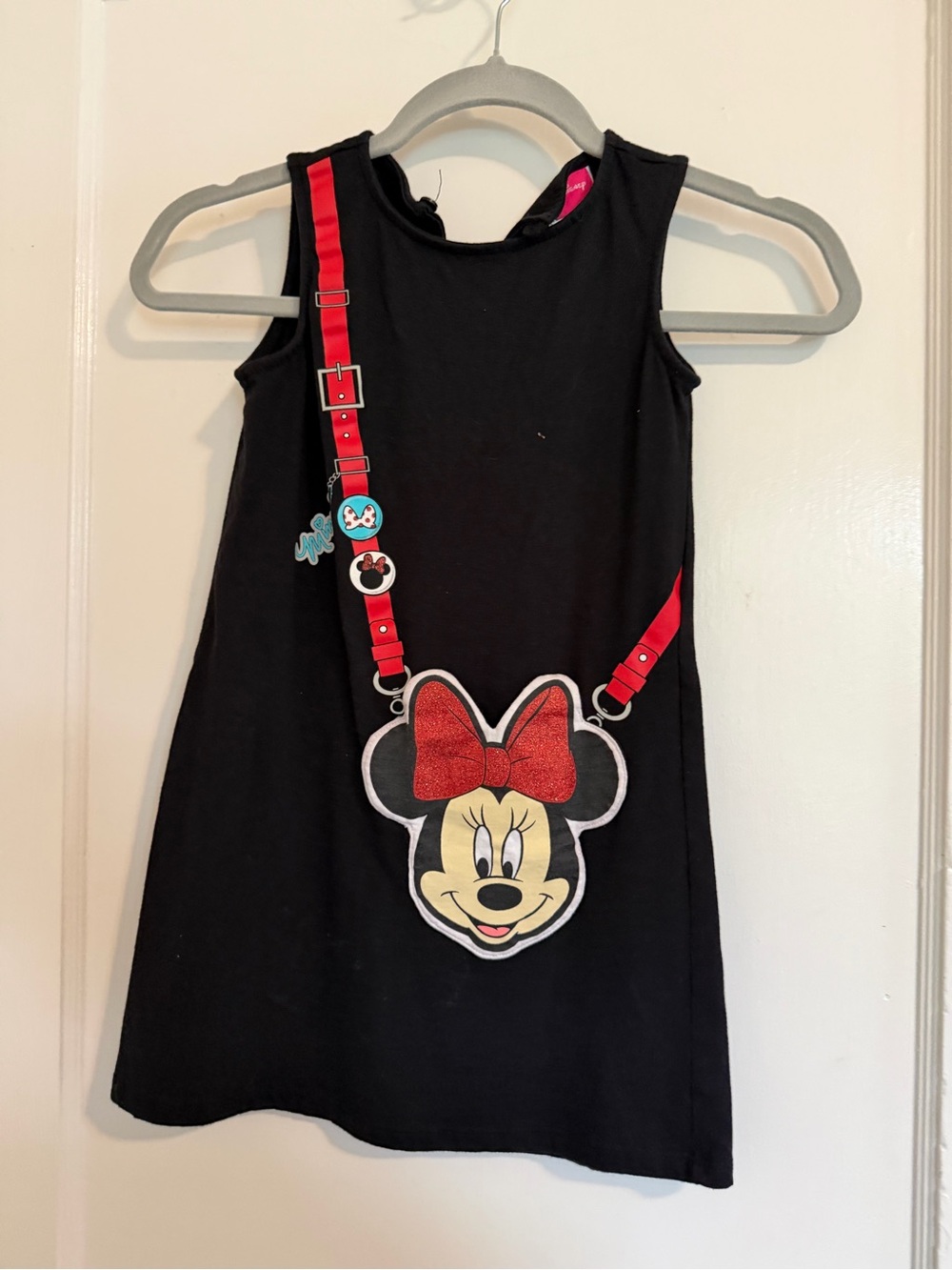 Disney kids Minnie Mouse Black Dress with Red Bow Accent